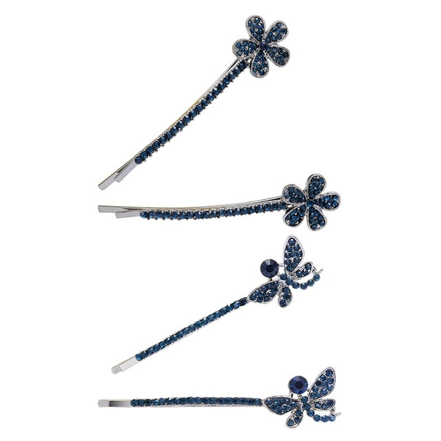 Miangastore Accessoires pour Cheveux en Strass Bleu Foncé 2 Paires 6,50 X 1,00 X 0,50 cm