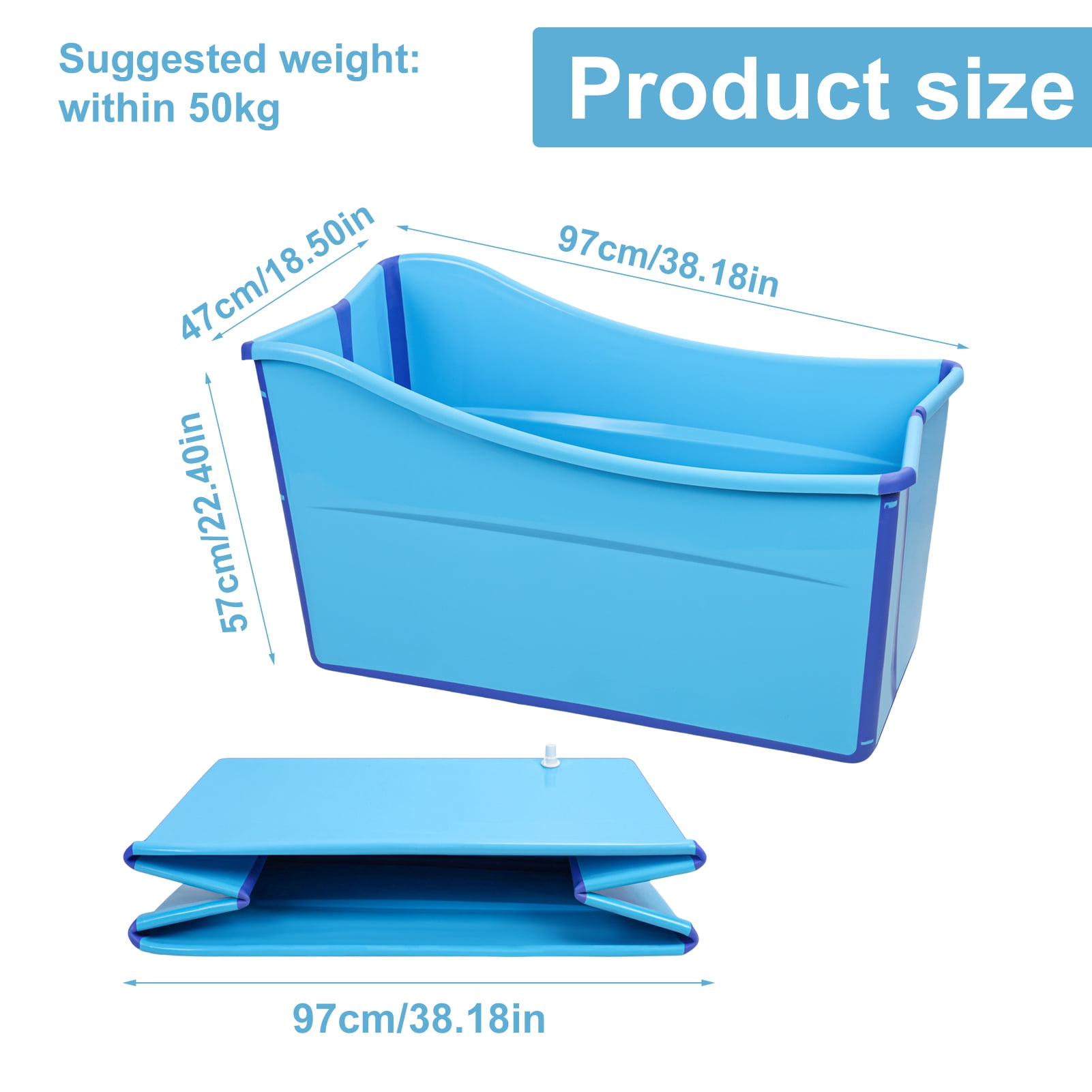 Ltoshu 39'' Foldable Toddler Bathtub - Large Collapsible Baby Bath Tub with Thickened Insulation, Portable Lightweight Design for Twins, Kids & Petite Adults