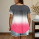 thumbnail image 4 of Tops de Tamaño Más de las Mujeres, Manga Corta de Tamaño Más, Cuello Redondo Botón Arriba Plisado Superior, 4 of 6