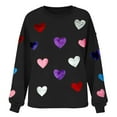 thumbnail image 4 of Womens Valentines Sweatshirt Funny Sequins Love Heart Graphic Long Sleeve Shirt Casual Loose Pullover Top, 4 of 9