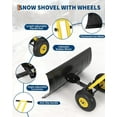 thumbnail image 3 of Lumiparty Snow Shovel with Wheels, Heavy Duty Double Rod Wheeled Snow Pusher with 29"W X 16.5"H Metal Blade, Angle & Height Adjustable Handle for Driveway Sidewalk Yard, Yellow, 3 of 7