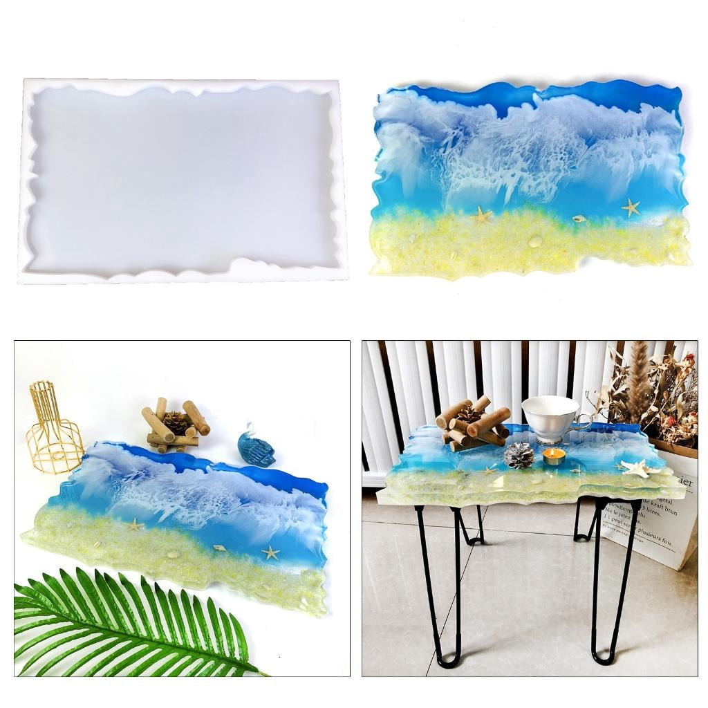 Osdhezcn Irregular Rectangular Large Tabletop Mold River Table Crystal Epoxy Resin Molds DIY Ornament Jewelry Making Tools Decor