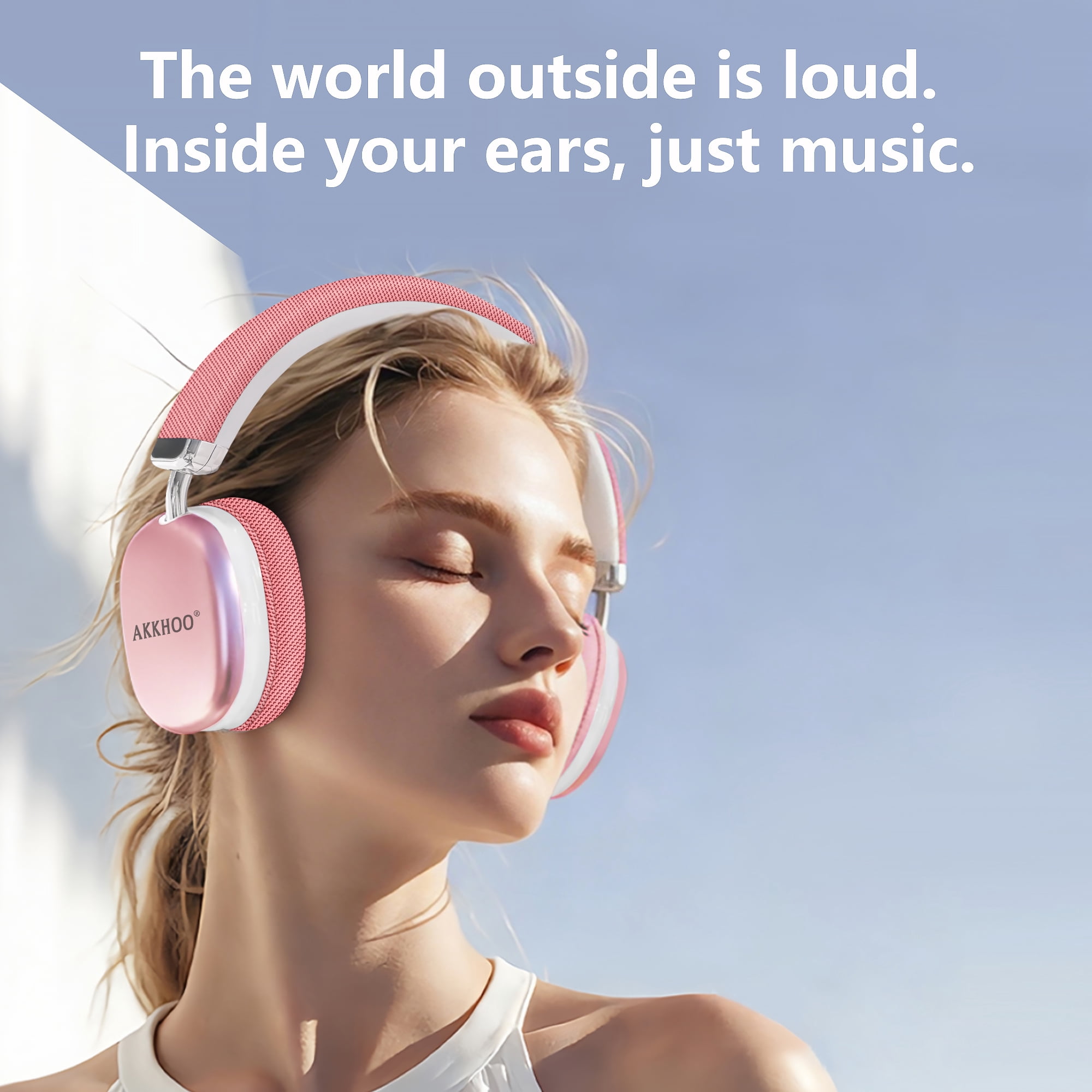 Bluetooth Headphones Over Ear, AKKHOO Active Noise Cancelling Wireless Headphones with 35Hrs Playtime, Deep Bass, 4 Noise Cancelling Mics, Low Latency for Travel Work Study Gaming