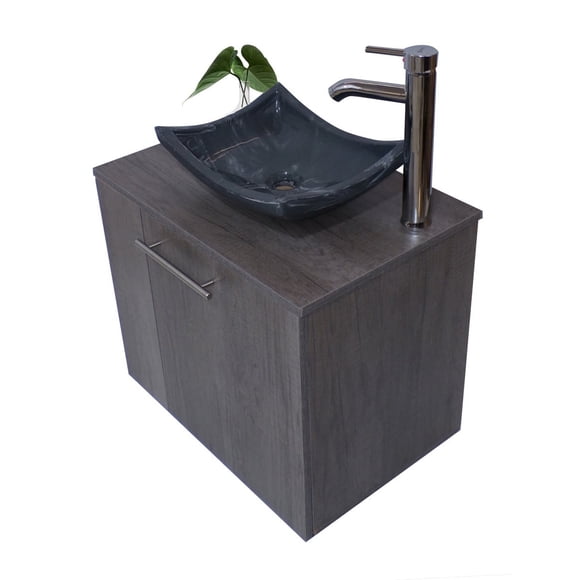 Gabinete para Baño con Lavamanos Y Monomando Izquierdo (Lombardia/Gris) DECOMOBIL GABINETE 07