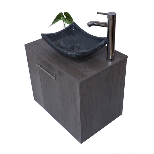 Gabinete para Baño con Lavamanos Y Monomando Izquierdo (Lombardia/Gris) DECOMOBIL GABINETE 07
