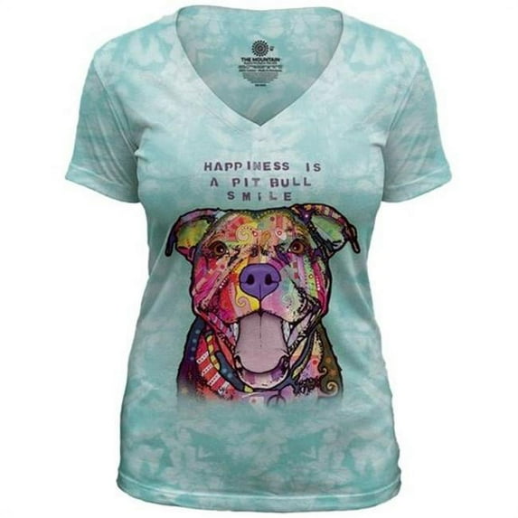 The Mountain 41391903663 Green Pit Bull Smile V-Necks T-Shirt - Extra Large