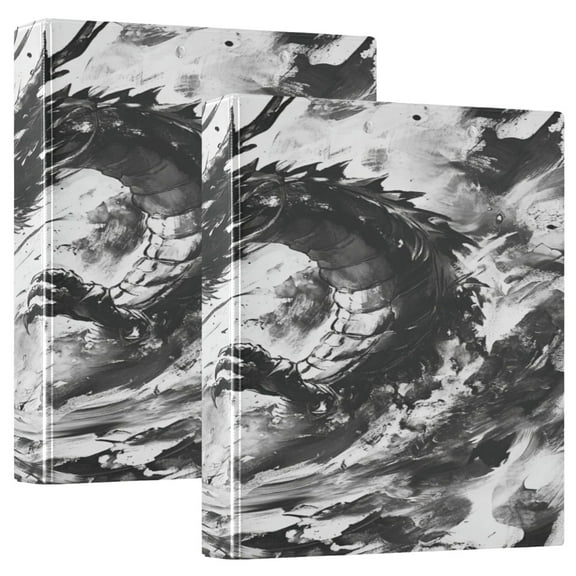 WOBOGO Black Dragon File Folders Extra Large Capacity to Hold 200 Sheets of Documents Hard Shell Ring Binder for School Home Office