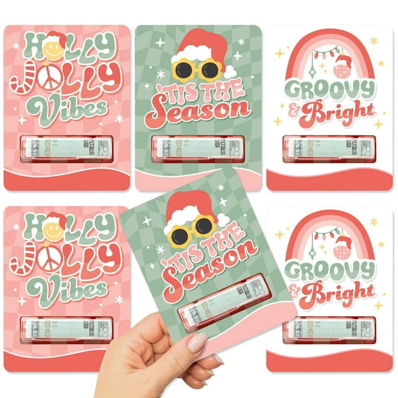 Big Dot of Happiness Groovy Christmas - DIY Assorted Pastel Holiday Party Cash Holder Gift - Funny Money Cards - Set of 6
