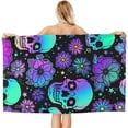 thumbnail image 2 of Skulls and Flowers Large Beach Towel - Plush Thick Cotton Pool Towel, Adult Beach Towels, 2 of 17