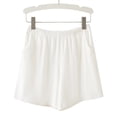 thumbnail image 5 of AHTJRT Lounge Shorts for Women Ribbed Knit Elastic Waist Summer Shorts with Pockets High Stretchy Casual Pajama Sleepwear Bottoms White XXL, 5 of 6
