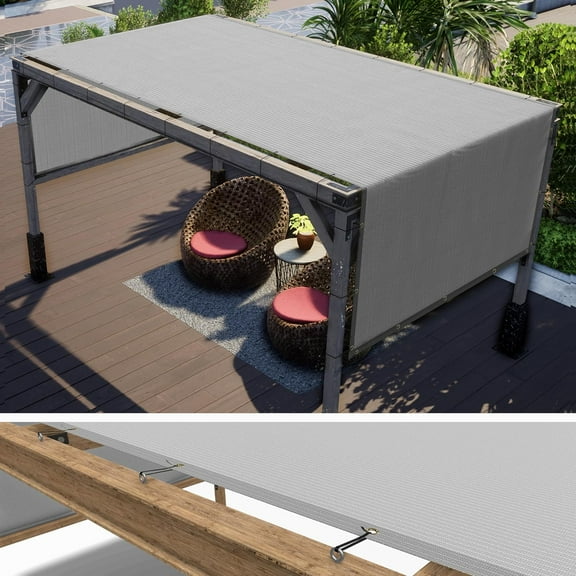 ColourTree 4' x 4' Grey Pergola Sun Shade Canopy Replacement Cover UPF50, Commercial Grade 260 GSM Cloth for Outdoor Patio, Garden, Deck, Backyard (We Make Custom Size)