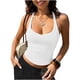 thumbnail image 1 of TaTaai Women's Casual Backless Tank Top Halter Neck Spaghetti Strap Crew Neck Solid Color Vest Soft Lightweight Spring Summer Daily Beach Wear Gift, 1 of 9