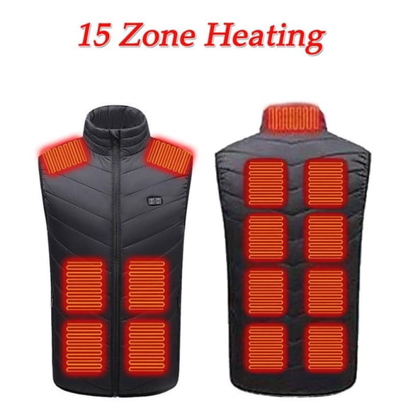 Heated Vest, Men Women 15 Zone Smart Heating Vest USB Charging Warm Vest Smart Heating Jacket Stand Collar Vest Leisure Excluding Power Bank