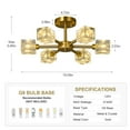 thumbnail image 5 of Modern Crystal Chandeliers Industrial Sputnik Chandeliers Gold Ceiling Light Semi Flush Mount Ceiling Lighting for Hallway Entryway Bathroom Living Room Kitchen Island（6-Light）, 5 of 8