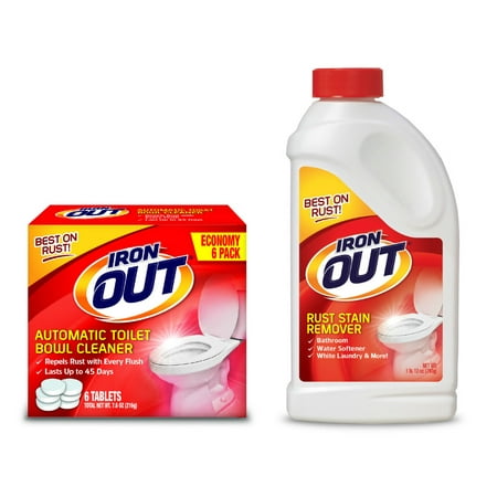 Iron Out Automatic Toilet Bowl Cleaner, 6 Tablets, and Rust Stain Remover Powder, 1 lb 12