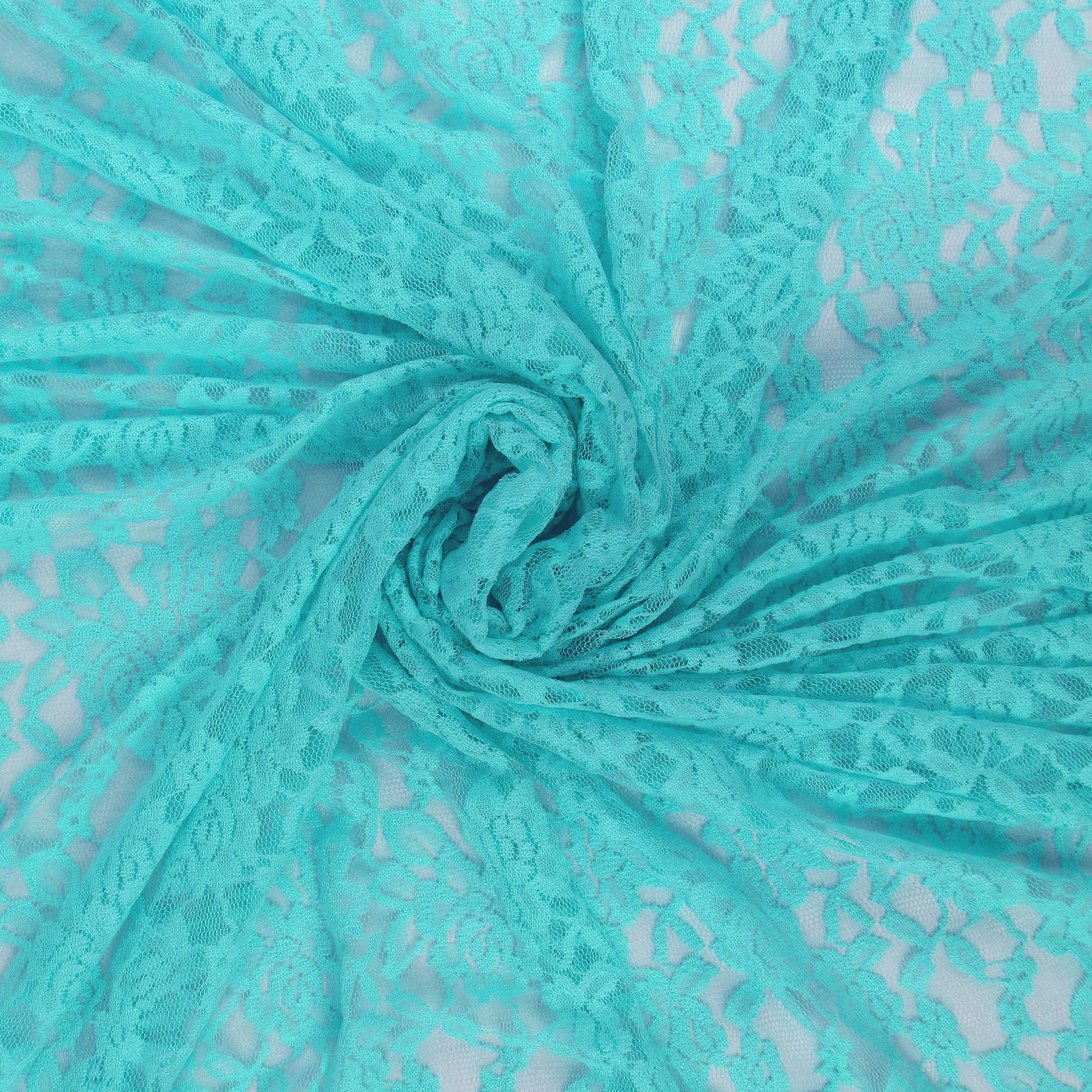 Romex Textiles Nylon Spandex Floral Lace Fabric - Aqua