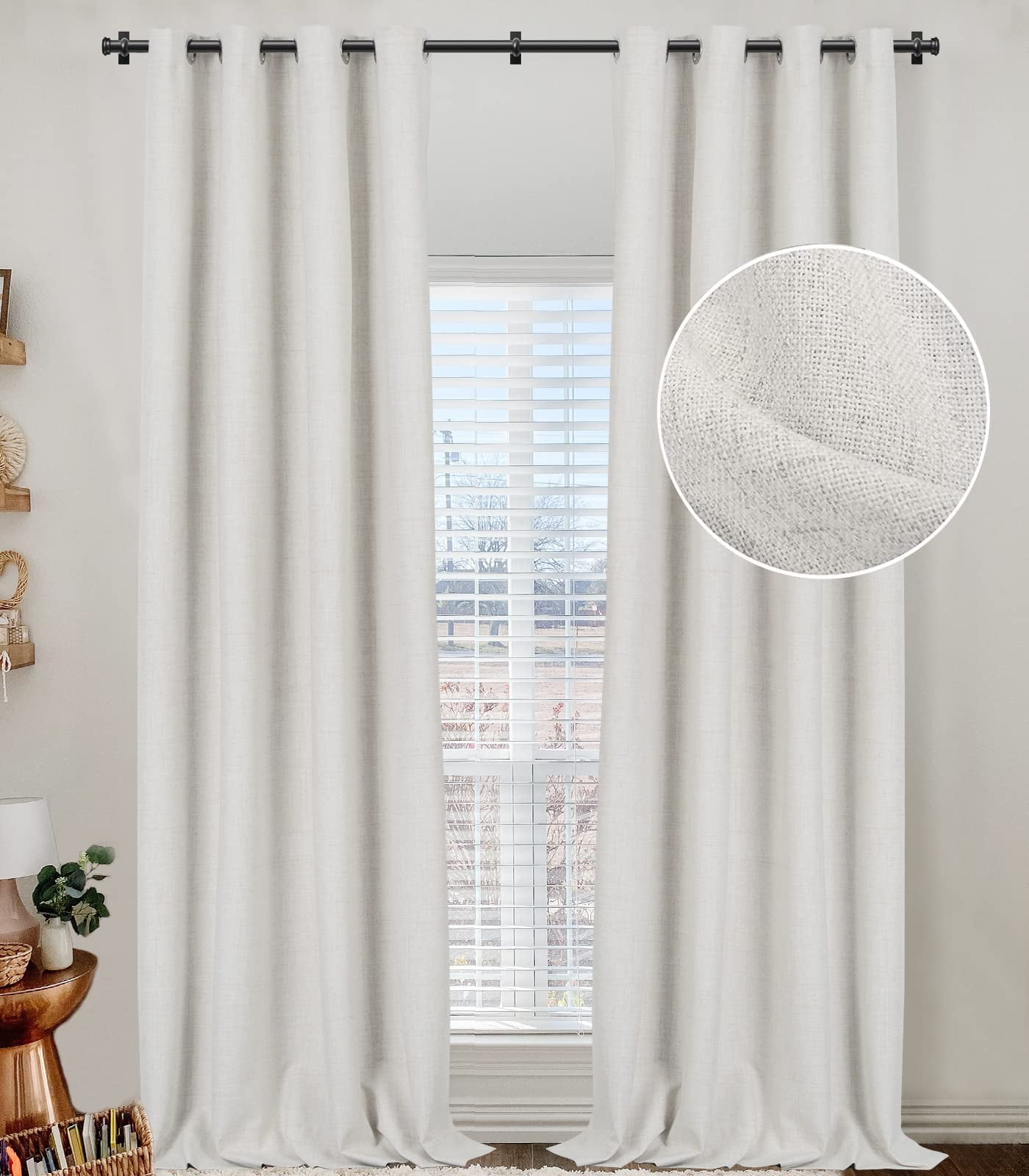 100 Blackout Curtains for Bedroom,Thermal Insulated Grommet Linen