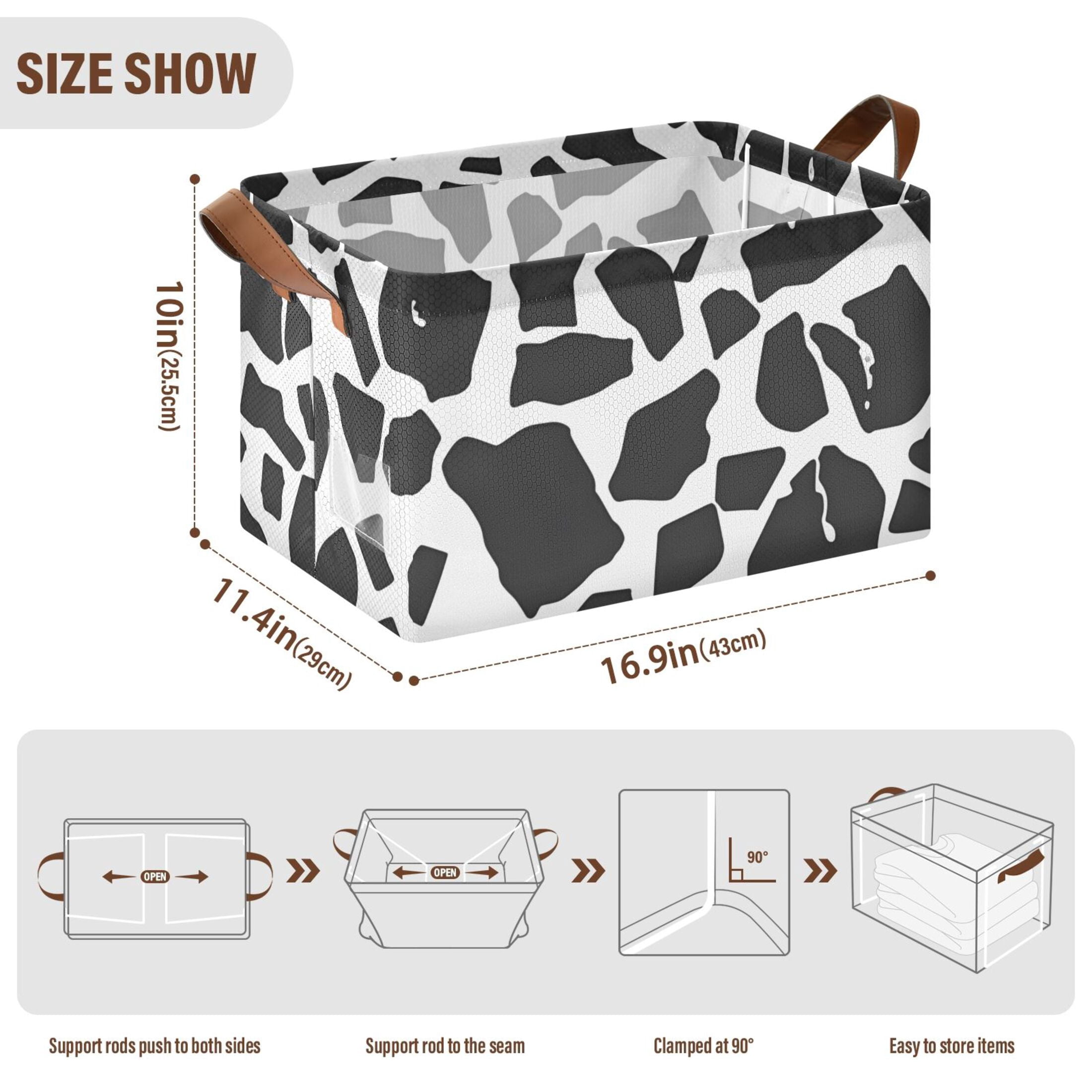 Ryvnso Black Graffiti Storage Bins Large Basket Foldable Cube Toys Organizer with Handles 2 PCs