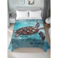 thumbnail image 4 of Coastal Sea Turtle Flat Sheet Only Twin Size, Soft Breathable Bed Top Sheets for Mattress, Blue Nautical Summer Beach Vintage Luxury Bedding Flat Sheets for Home Hotel Bedroom Bed Protection, 4 of 9