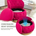thumbnail image 4 of Tookss Round Velvet Swivel Barrel Chair with Soft Cushion Storage 360° Rotation Sofa Chair For Living Room Office Waiting Room, 4 of 8