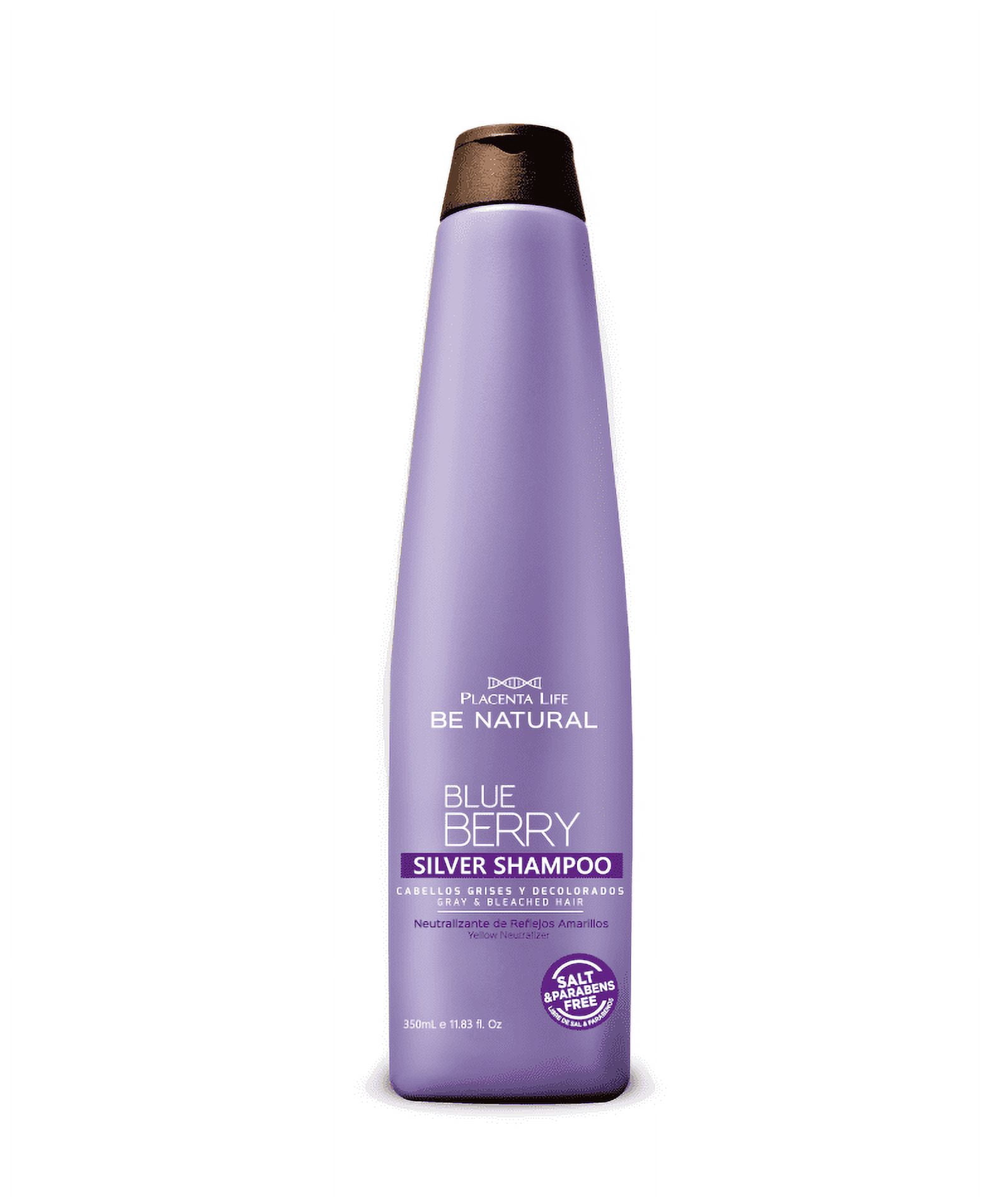 Placenta Life Silver Blueberry Shampoo for Gray & Bleached Hair. No more Yellowish hair. Provides Hair Platinum Tonalities. 350 ml/ 11.83 fl.oz.
