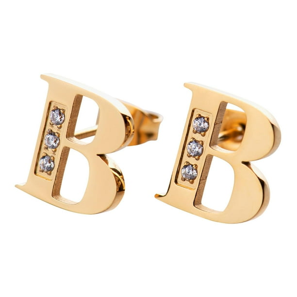 Aretes Mujer LuckyLy, Inicial Letra A, Acero Inoxidable con Oro 18k y Zirconia Cúbica, Modelo Tina dorado UNITALLA