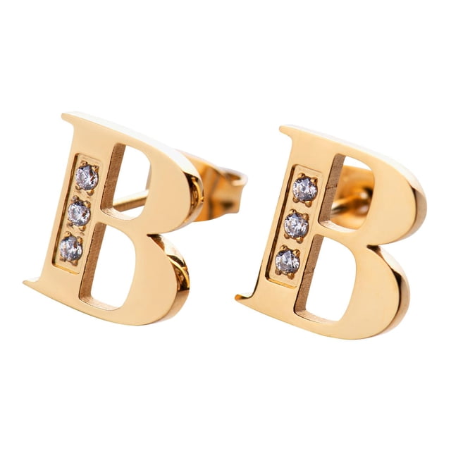 Aretes Mujer LuckyLy, Inicial Letra A, Acero Inoxidable con Oro 18k y Zirconia Cúbica, Modelo Tina dorado UNITALLA