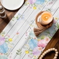 thumbnail image 4 of Table Runner - 36 Inch Long, Easter Kitchen Dining Table Runner Dresser Scarves, Spring Bunny Colorful Eggs Plants Wooden Grain Farmhouse Decor for Coffee Tables Wedding Party Banquet, 4 of 8