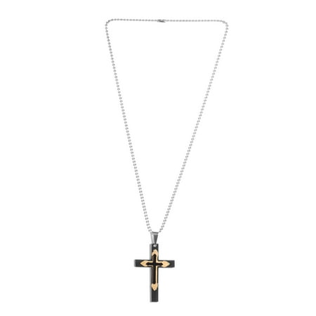 Dual Tone Cross - Cross Chain Pendant Necklace Stainless Steel Dual Tone Plated Gift Jewelry for Women Size 24