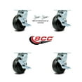 thumbnail image 2 of 5 Inch Phenolic Caster Set with Ball Bearings 4 Brake 2 Swivel Lock SCC, 2 of 2