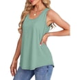 thumbnail image 5 of ZHENHONG Workout Tank Tops Woman Women'S Loose Round Neck Casual Vest European And American Fashion Solid Color Swallowtail Sleeveless U Neck T Shirt Large,Green Women Blending Shirts L, 5 of 9