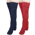 thumbnail image 2 of Fewfanhot Women's 2 Pairs High Fuzzy Socks Over Knee Leg Warmers Slipper Socks - Cozy Knit Holiday Designs with Non-Skid Soles for Home Celebrations and Gift Exchanges, 2 of 3