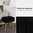 PROHIKER Modern Makeup Vanity Stool, Faux Fur Vanity Chair Ottoman Soft ...