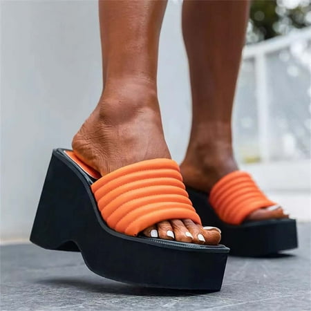 

〖Yilirongyumm〗 Orange 42 Sandals Women Shoes Roman For Women Slippers Slippers Ladies Casual Solid Fashion Platform Wedges Sandals Vintage Women s Sandals