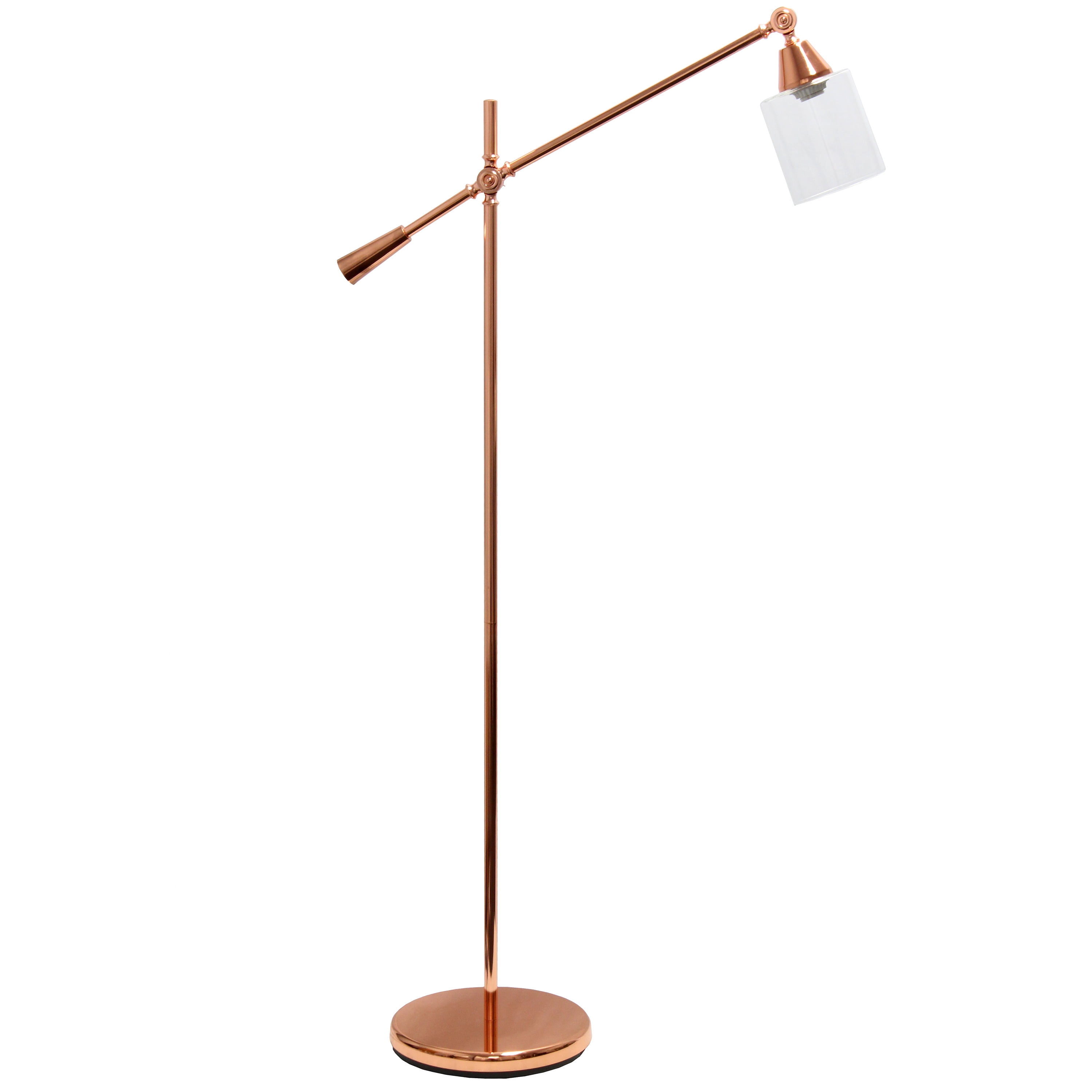 Lalia Home Swing Arm Floor Lamp with Clear Glass Cylindrical Shade