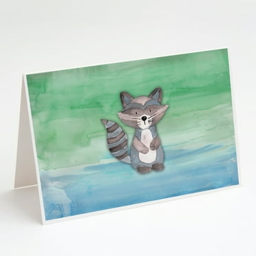Raccoon Watercolor Greeting Cards and Envelopes Pack of 8