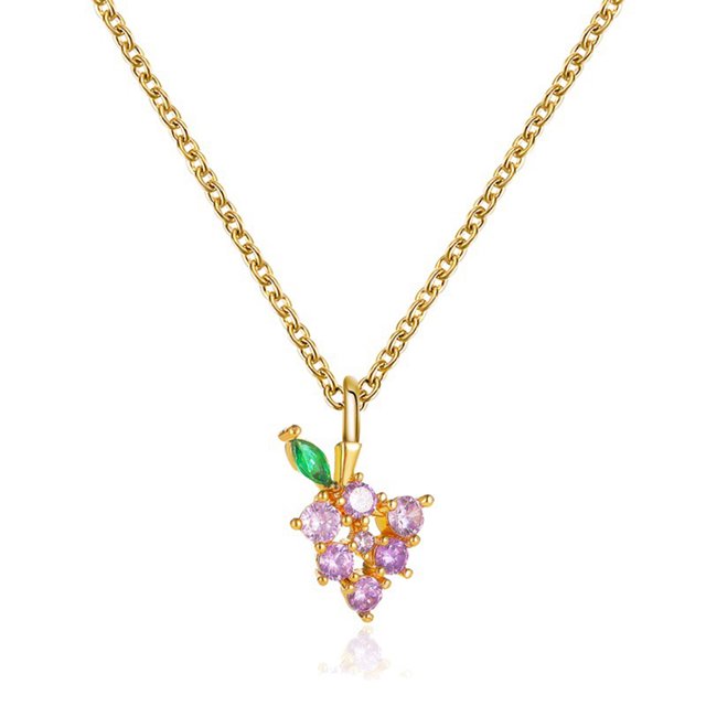HEVIRGO Pendentif Chaîne Clavicule en Forme de Pomme de Raisin Cristal Faux pour Femmes Bijou Cadeau