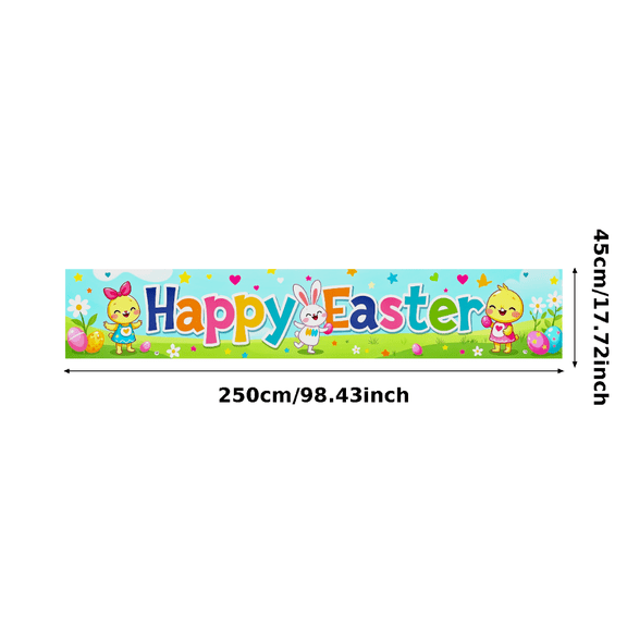 Colorful Easter Themed Banner with Adorable Chicks Bunny and Eggs Background Backdrop Party Decoration for Easter Celebrations Family Gatherings Photo Shoots and Easter Parties