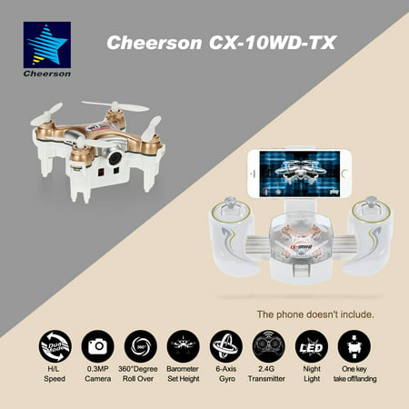 Original Cheerson CX-10WD-TX 2.4GHz 4CH 6-axis Wifi FPV 3D Eversion Mini Drone With 0.3MP