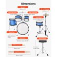 thumbnail image 3 of KFFKFF Kids Drum Set, 5-Piece 14 in Junior Drum Sets, Beginner Drums Set with Adjustable Throne, Cymbal & Two Pairs of Drumsticks, Musical Learning Drums Instruments Kit, 3 of 9