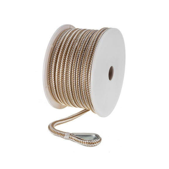 Seachoice Boat Anchor Rope, Double-Braid, Nylon, Achor Line, 3/8 In. X 100 Ft., Gold/White