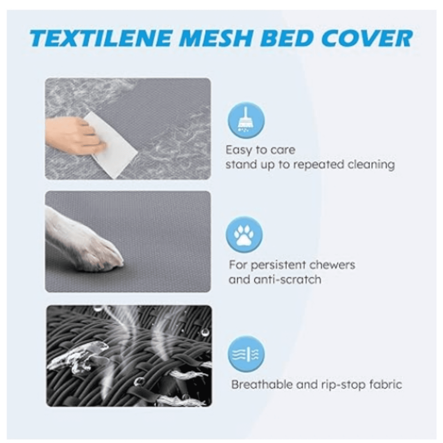 Cooling Elevated Dog Bed, Raised Dog Bed with Washable Breathable Mesh and Metal Frame, Portable Dog Cot Bed with No-Slip Feet for Outdoor and Indoor Use, Grey