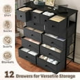 thumbnail image 4 of Dresser for Bedroom with 12 Drawers Tall Dressers for Bedroom Fabric Dressers & Chest of Drawers with Sturdy Metal Frame, Wood Top, for Females, Closet, 40.6" W x 11.8" D x 44.5" H (Dark Grey), 4 of 18