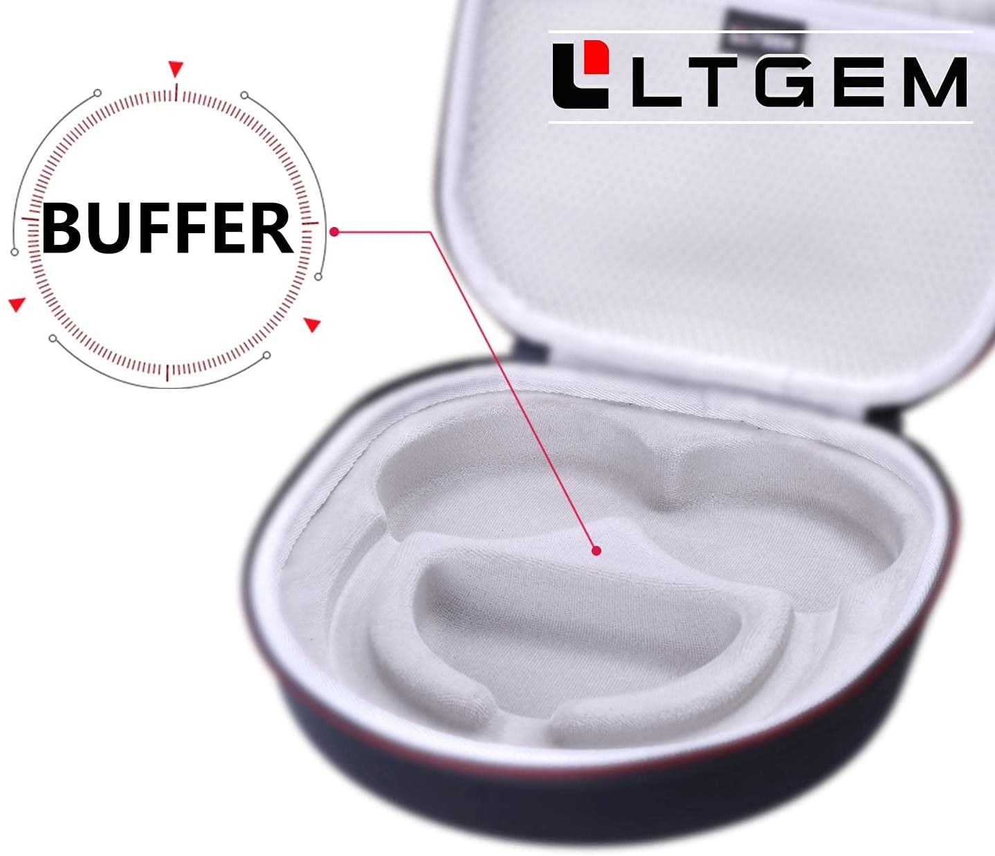 HRTGFD-LTGEM Case Compatible with Anker Soundcore Life Q20i / Q20 / Q30 / Q45 Hybrid Active Noise Cancelling Headphones, Black+Gray