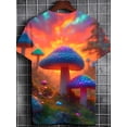 thumbnail image 4 of Men's Luminous Mushroom Forest T-Shirt- Printed Short Sleeves, Lightweight Polyester Fabric,Glow-in-the-dark Design, Casual Streetwear, Suitable for All Seasons,, 4 of 7