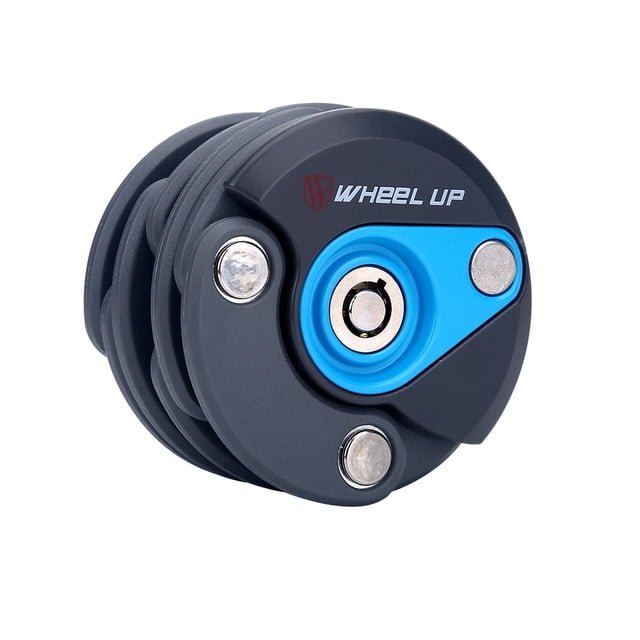 Llave de seguridad antirrobo, candado de cadena para bicicleta, candado de seguridad plegable para ciclismo (gris + azul)