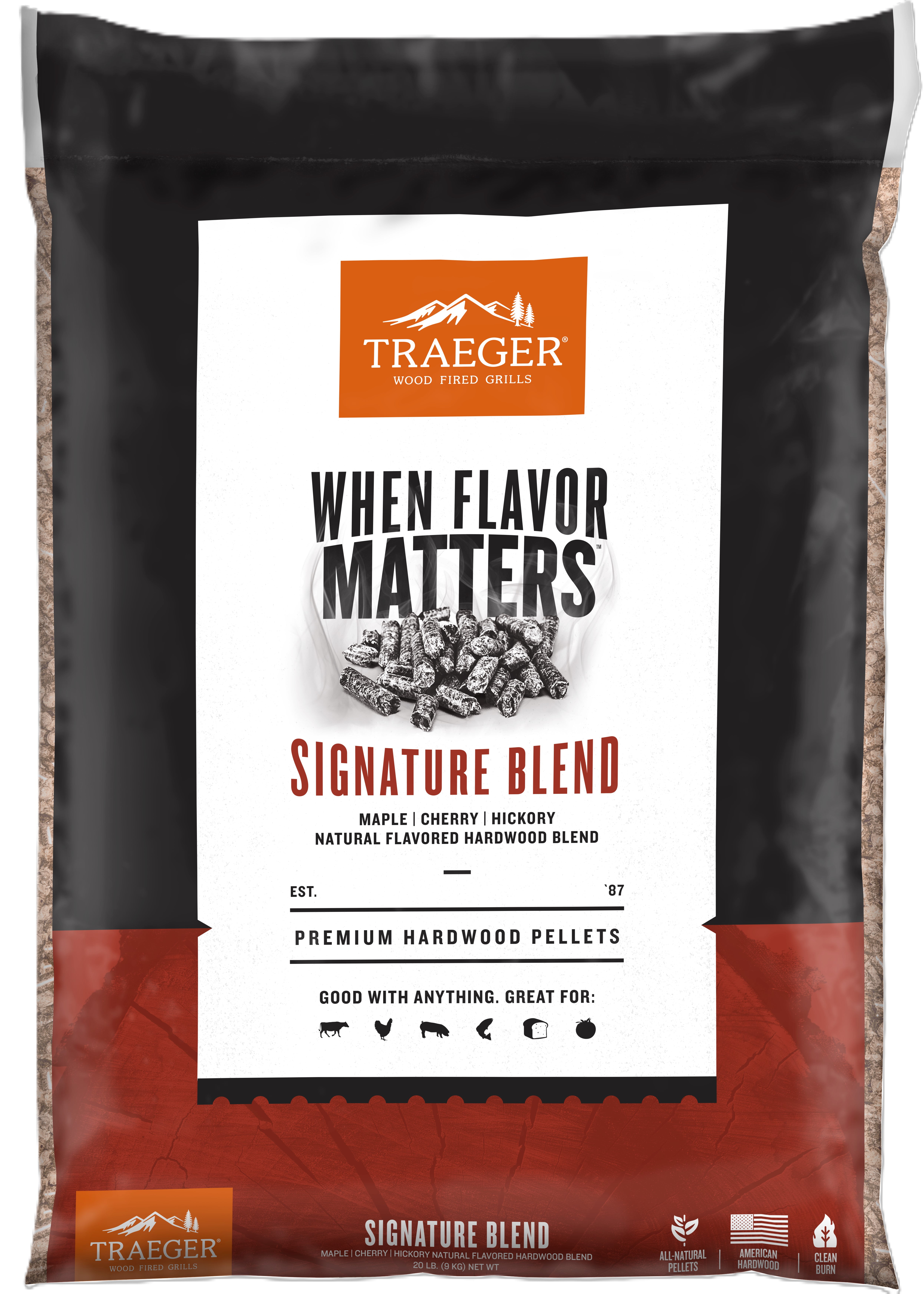 (3 pack) Traeger Pellet Grills Signature Wood Pellets,  20 lbs, Maple, Cherry, Hickory Hardwood Blend