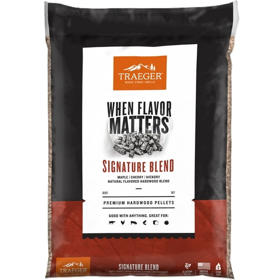Traeger Pellet Grills Signature Wood Pellets, 20 lbs, Maple, Cherry, Hickory Hardwood Blend