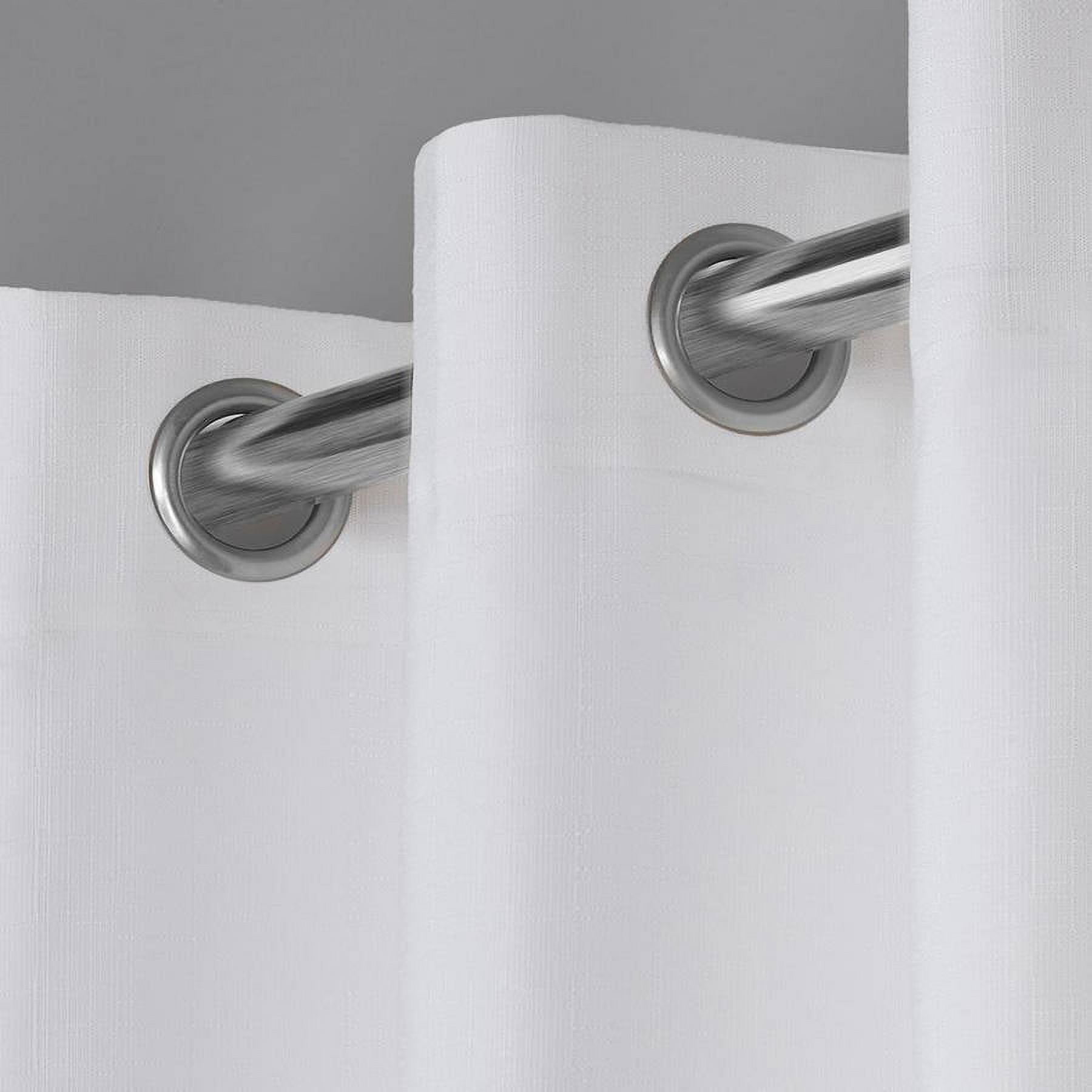 Exclusive Home London Textured Linen Room Darkening Blackout Grommet Top Curtain Panel Pair, 54"x84", Winter White