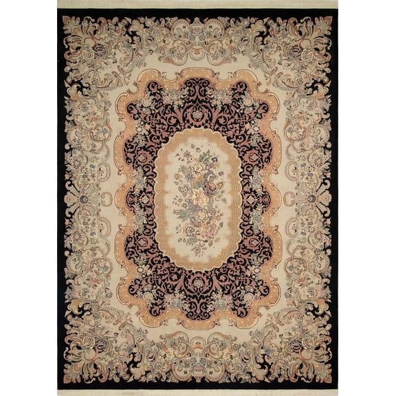 Wali Zafar Black/Bone Grey Rug, 9'2" x 12'5"